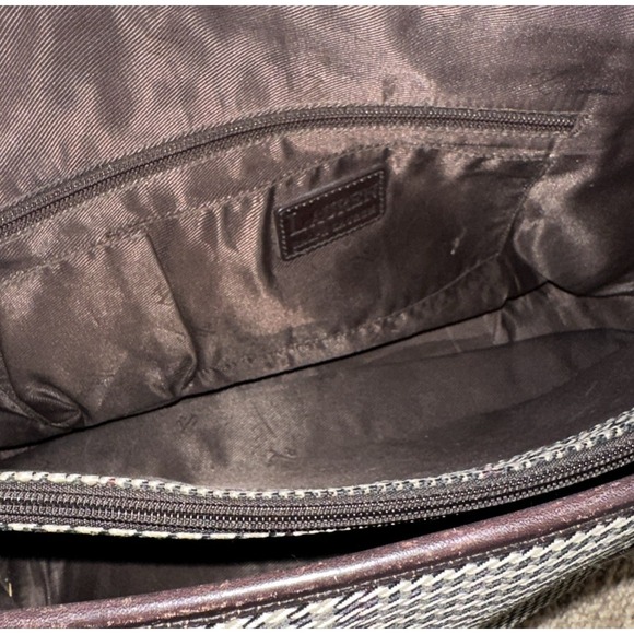 Vintage Lauren Ralph Lauren Brown Suede Leather Tote Bag  Houndstooth Plaid Y2K - Picture 11 of 16